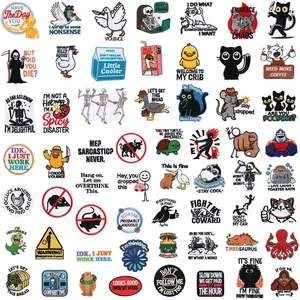 60pcs Iron on Patches Funny Embroidered Sew on Patch for Adults Styles with Humorous Quotes Embroidery Applique for Clothe Hat Backpack Jeans Jacket DIY Gag Gift Halloween Christmas