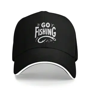 Gone Fishing (3) Casual Trucker Sandwich Baseball Cap In Black For Men Hat