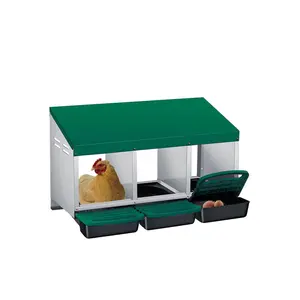 3/4 Compartment Metal Chicken Nesting Box with Rollout Egg Collection – Heavy Duty Galvanized Steel Laying Box with Swing Perch, Removable Tray & Hanging Design for Chicken Coop