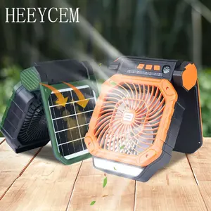 Solar Powered Portable Fan, USB Rechargeable Fan with LED Light, Adjustable Wind Speed Cordless Battery Powered Fan, Suitable for Outdoor Travel Tent, Multifunction Rechargeable Fan