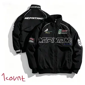 Men’s vintage sporty workwear jacket, racing style, full zip
