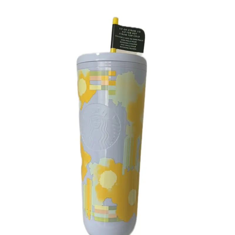 Starbucks tumbler spring 2025 blue yellow cup NWT Cold Cup 24 oz - TikTok  Shop