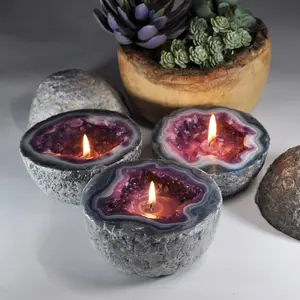 Amethyst Handmade Crystal Geode Candle