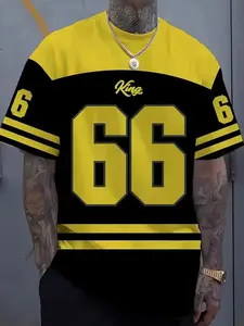 Men's Sporty Outdoor Digital Print Short Sleeve Summer Top, Casual Fitted Letter Pattern Streetwear, All Seasons Fashion, Outdoor Sportswear