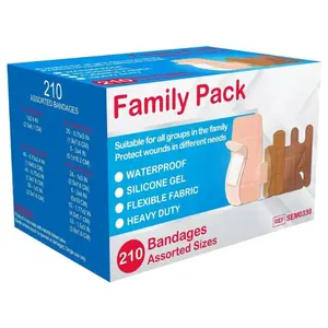210 PCS Adhesive Bandages Variety Pack – Flexible Fabric, Heavy Duty, Waterproof, Silicone, Hypoallergenic, Latex-Free for Sensitive Skin, First Aid & Wound Care