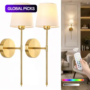 Wireless Battery-Powered Wall Lamps in /, Remote Control Bedroom Lights, Rechargeable Multi-Color Bulbs for Living Room & Hallway, Adjustable Lights, Decorative Wall Light