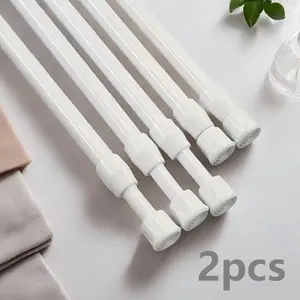 2pcs Adjustable Spring Curtain Rods, Curtain Rod Holders, No-Drill Bathroom & Window Dividers, Easy Installation, Suitable for RV, Living Room, Bedroom