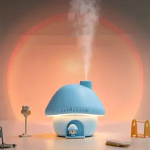 Colorful Light Mushroom Humidifier, Cute Sunset Lamp, 2000mah Battery, 300ML Water Tank, Atmosphere Light, Office Bedroom, Girl Gift