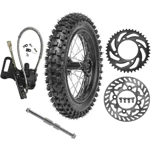 Rear Wheel Rim Tire 90/100-14 inch Back Wheel Tyre Rim w/Brake Assembly 428 Rear Sprocket 15mm Axle For Apollo Pit Dirt Bike SSR 125cc/140/150/160cc Taotao