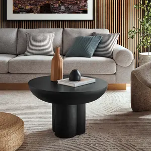 Modway Caspian Round Concrete Coffee Table in Black
