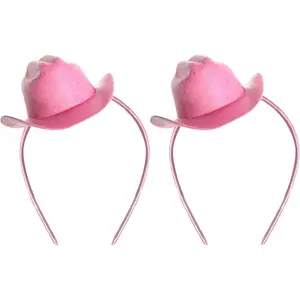 2Pcs Cowboy Mini Hat Headbands Cowgirl Mini Hat Headbands Accessories for Women Girls Birthday Western Cowboy Party
