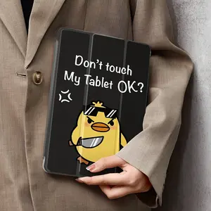 Don't Touch Me Tablet Black Triple Flip Holder Pen Slot Anti-Drop Tablet Case for iPad Air4th/ Air5th (10.9 ") 7/ 8/ 9 th (10.2" 5th Generation/ 6th Generation/ Air1/ Air2 (9.7 "Air3rd (10.5") Pro (11 ") 10th Generation