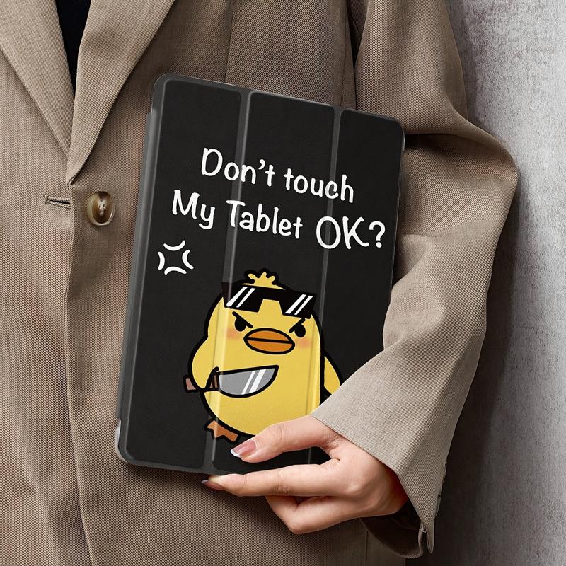 Don't Touch Me Tablet Black Triple Flip Holder Pen Slot Anti-Drop Tablet Case for iPad Air4th/ Air5th (10.9 ") 7/ 8/ 9 th (10.2" 5th Generation/ 6th Generation/ Air1/ Air2 (9.7 "Air3rd (10.5") Pro (11 ") 10th Generation