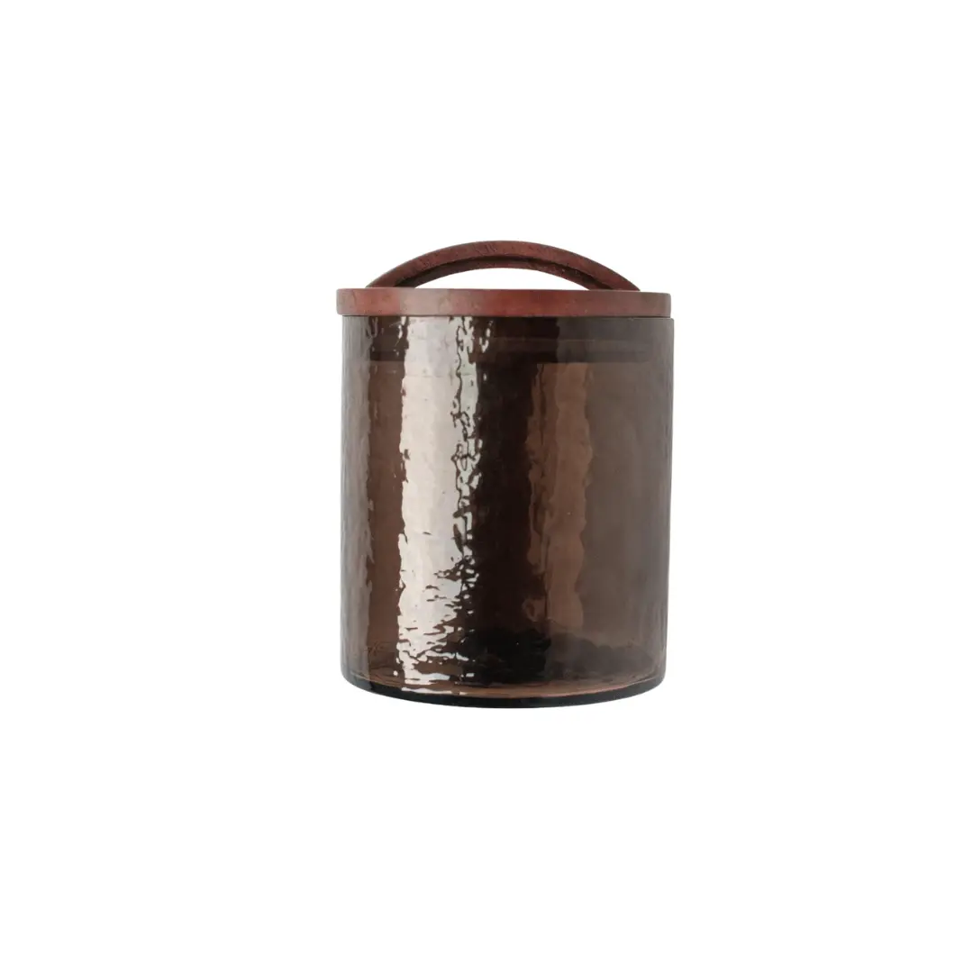 Hand Blown Hammered Glass Canister