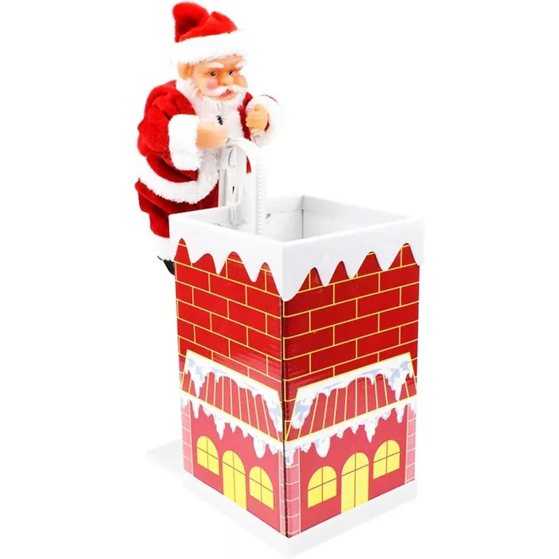 Santa Climbing Down the Chimney Musical Desktop Ornament - Dancing Figurine, Christmas Home Decoration
