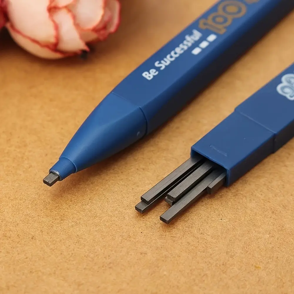 Thick Flat Head Mechanical Pencil Drawing 2B with Refills -  Automatic Pencil -  For Office & School Use -  Random Color -  Suitable for Artists & Students forever pencil