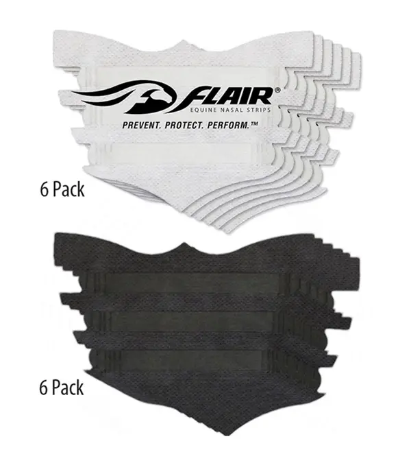 Flair 3081-BK Equine Nasal Strips for Nasal Relief - Black, All Levels Use, 6-Count Multi-Pack