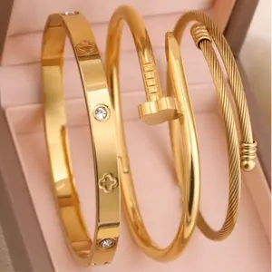 3-Piece Women’s Stainless Steel Bracelet Set – High Quality Floral Zirconia Stone | Everyday Elegant Jewelry