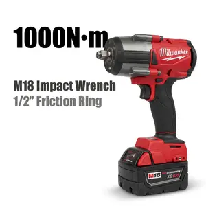 Milwaukee 1000N M18  1/2High Torque Impact Wrench, 1000 ft-lbs Fastening / 1400 ft-lbs Nut-Busting Torque, 4-Mode DRIVE CONTROL with Auto Shut-Off & Bolt Removal, Friction Ring Anvil, For Heavy Duty Automotive And Truck Repair power tool diy tas