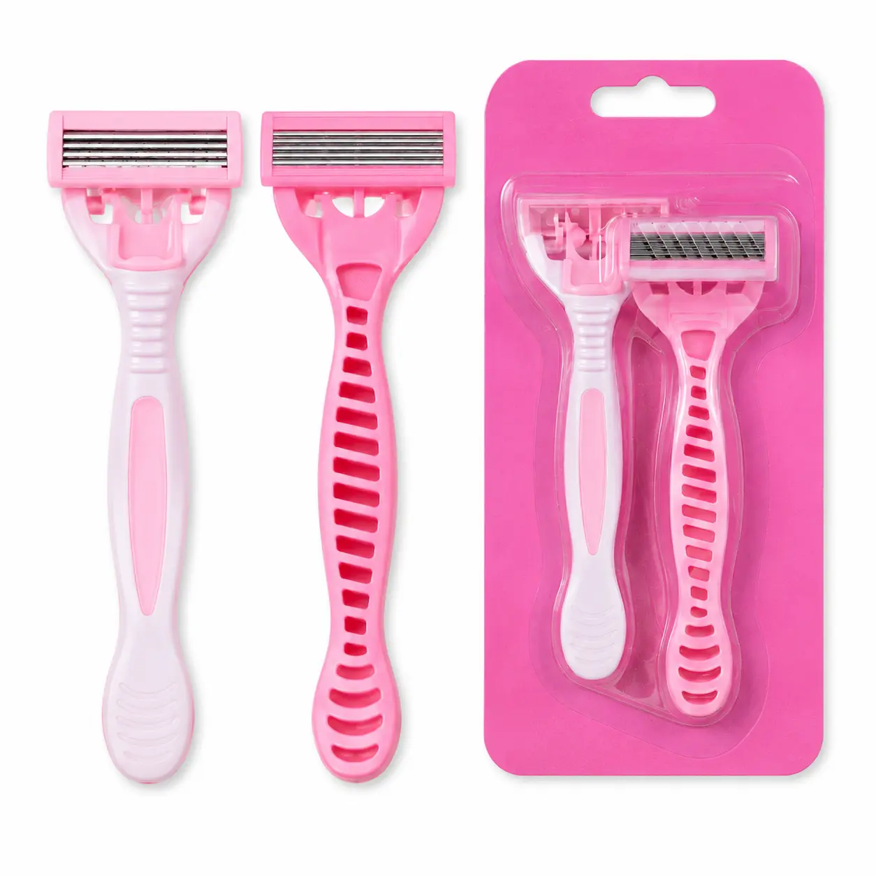 Women's 6-Blade Disposable Razors, 2 Pack, Pivoting Head with Aloe Lubricating Strip, Ergonomic Non-Slip Handle for Legs, Underarms & Bikini Line