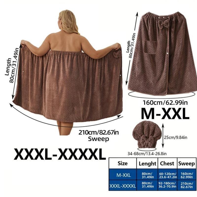 Plus Size Bath Skirt & Shower Cap Set 2 Counts Adjustable Thickened Toweling Robe Loungewear Ideal for Home Travel Sauna Spa Women's Wear Basic Minimalist Sleeveless