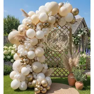 165-Piece Beige, White, & Gold Balloon Kit for Boho Wedding, Baby Shower & Party Decorations