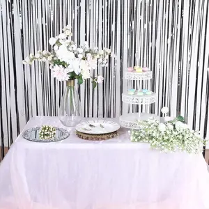 8ft Black Metallic Tinsel Foil Fringe Doorway Curtain Party Backdrop