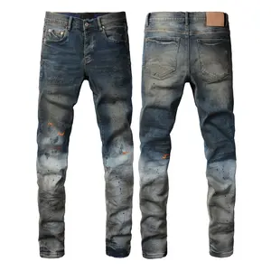 Jeans brand Jeans Men's Jeans Casual Comfort Holes Fashionable Straight Skinny Slim Fit Jeans, Ripped Stretch Jeans Denim Pants