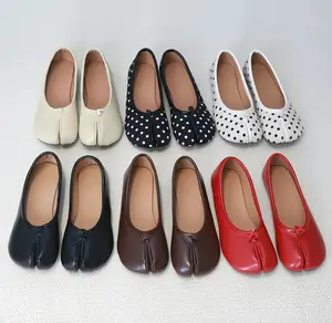 Tabi Split-Toe Ballet Flats, 6 Color & Style Options, Polka Dot & Solid Leather Slip-On Shoes, Viral TikTok Comfy Minimalist Loafers for Women