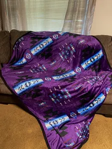 Native Sunset Purple Aztec Full 60"x 80" Oversized Throw Single Layer Soft Plush Blanket