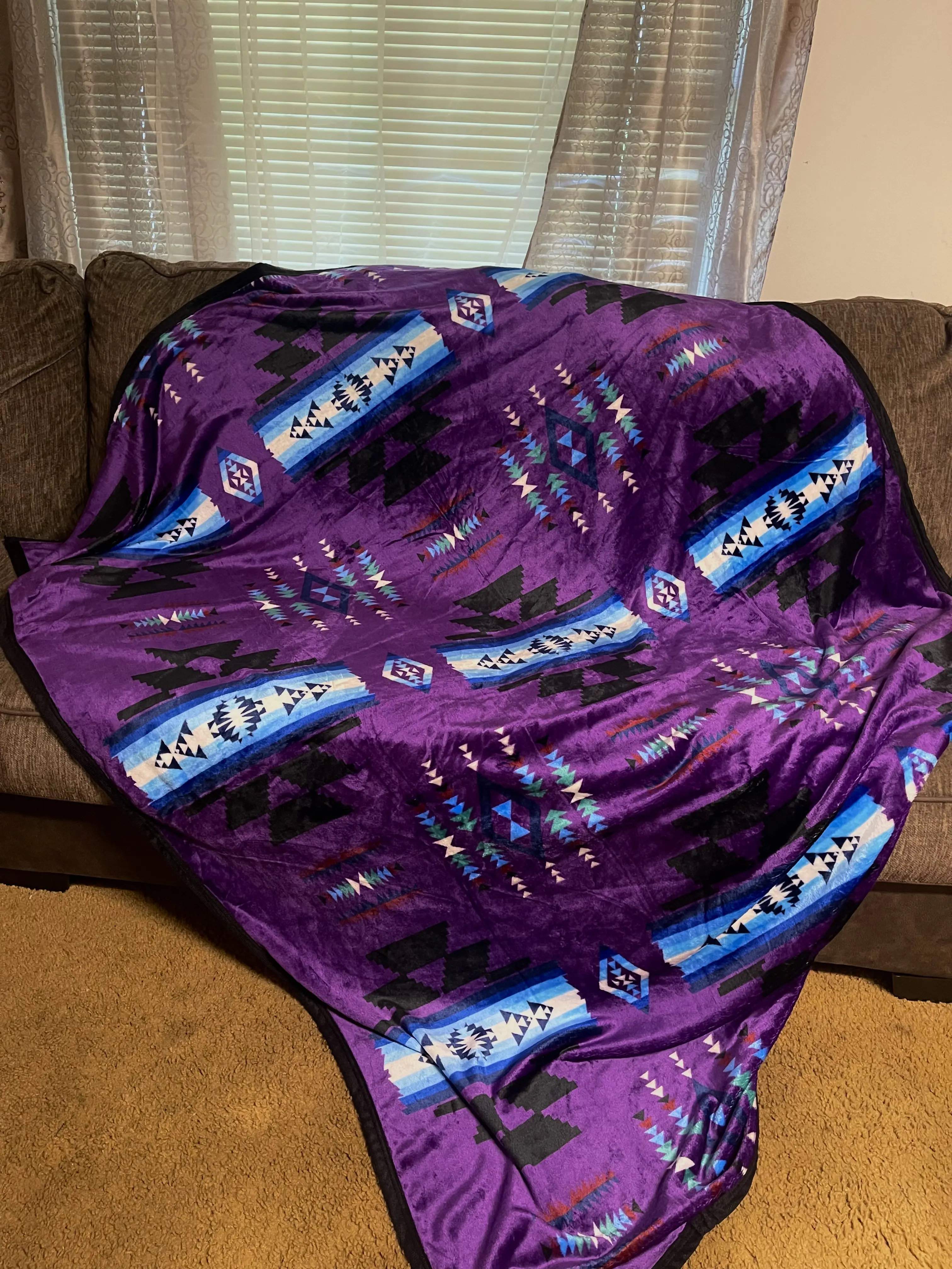 Native Sunset Purple Aztec Full 60"x 80" Oversized Throw Single Layer Soft Plush Blanket