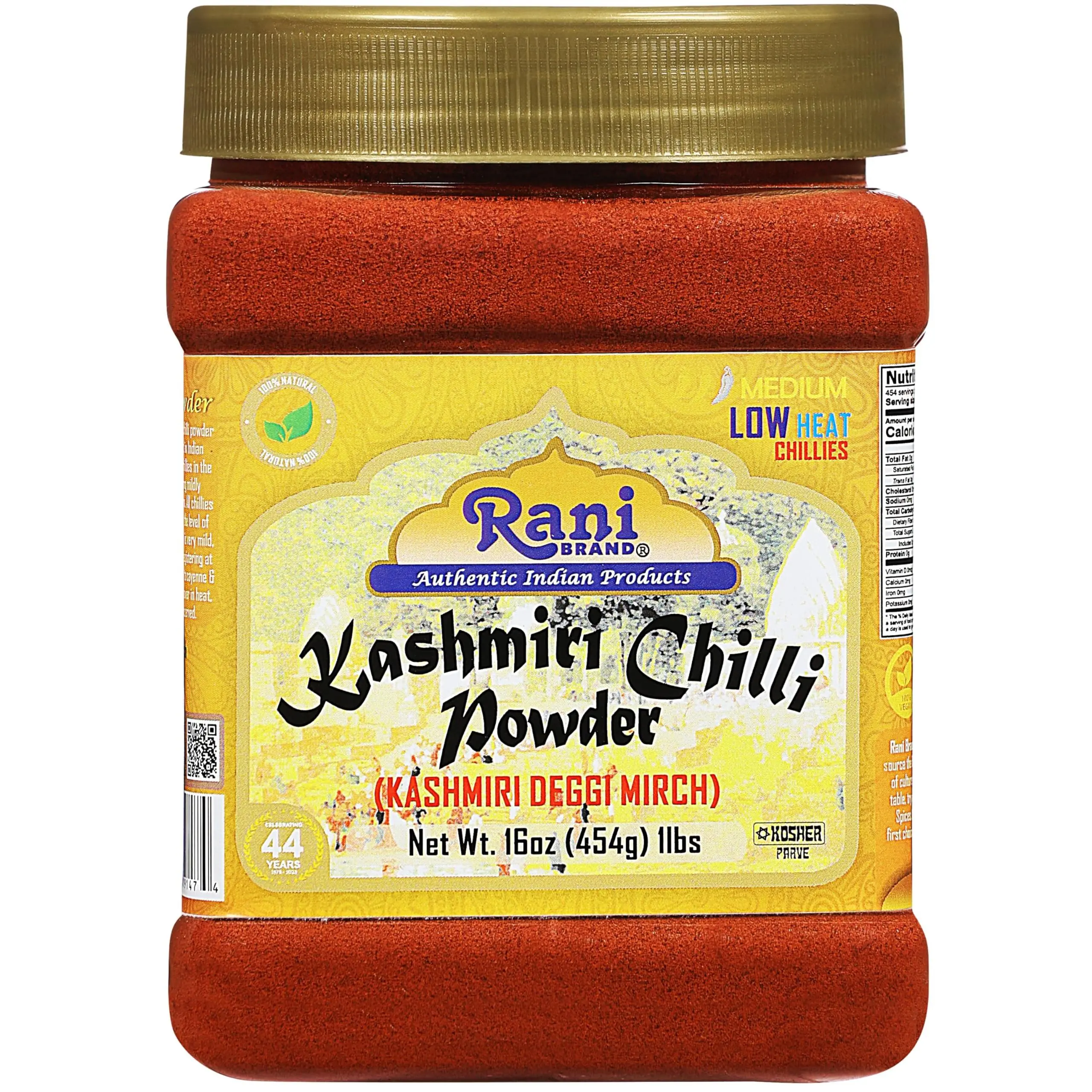 Rani Kashmiri Chilli Powder (Deggi Mirch) 16oz (1lb) 454g PET Jar ~ Natural | Salt-Free | Vegan | Gluten Friendly | NON-GMO | Kosher | Perfect for Deviled Eggs & Other Low Heat Dishes