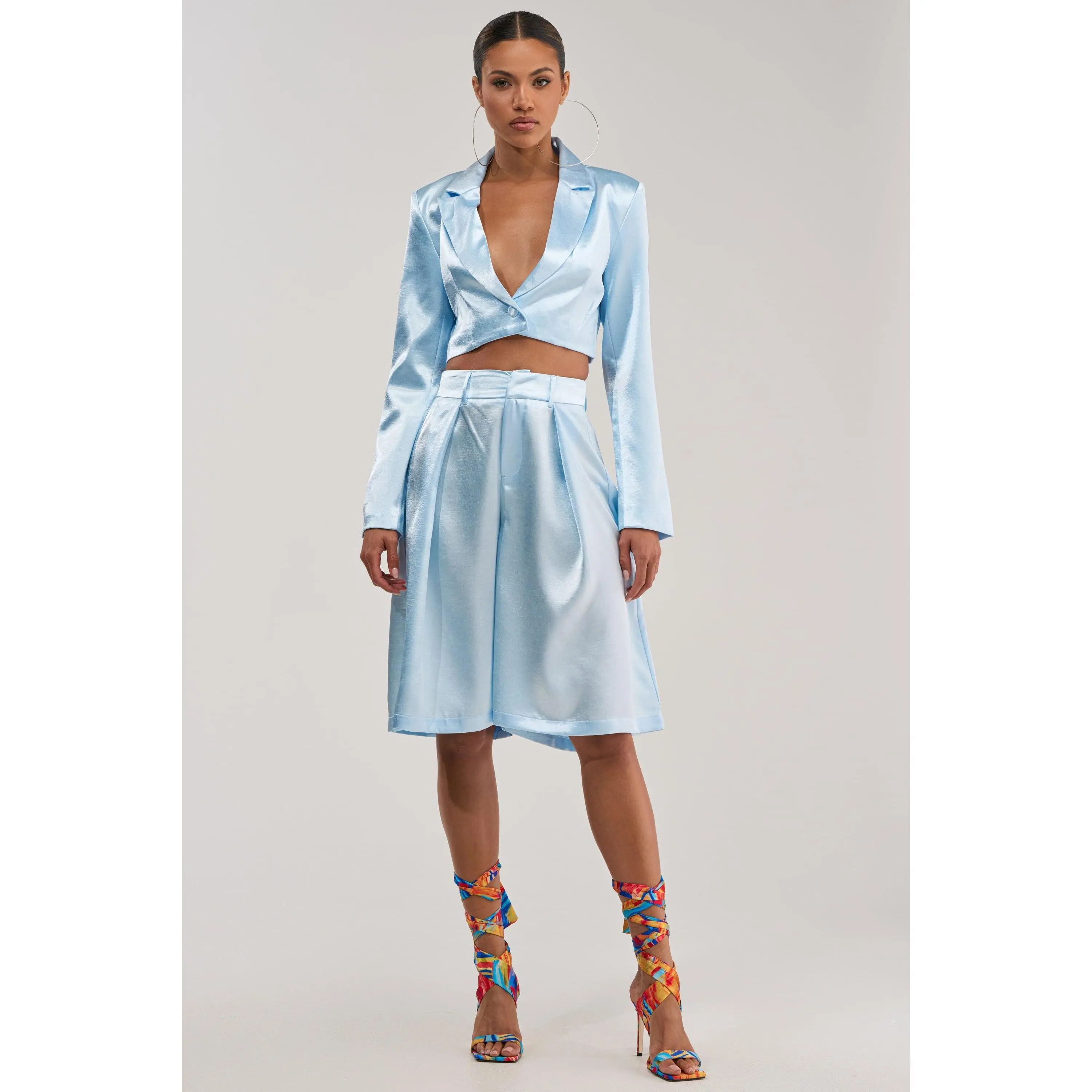 KYLA ICY BLUE SATIN TROUSER