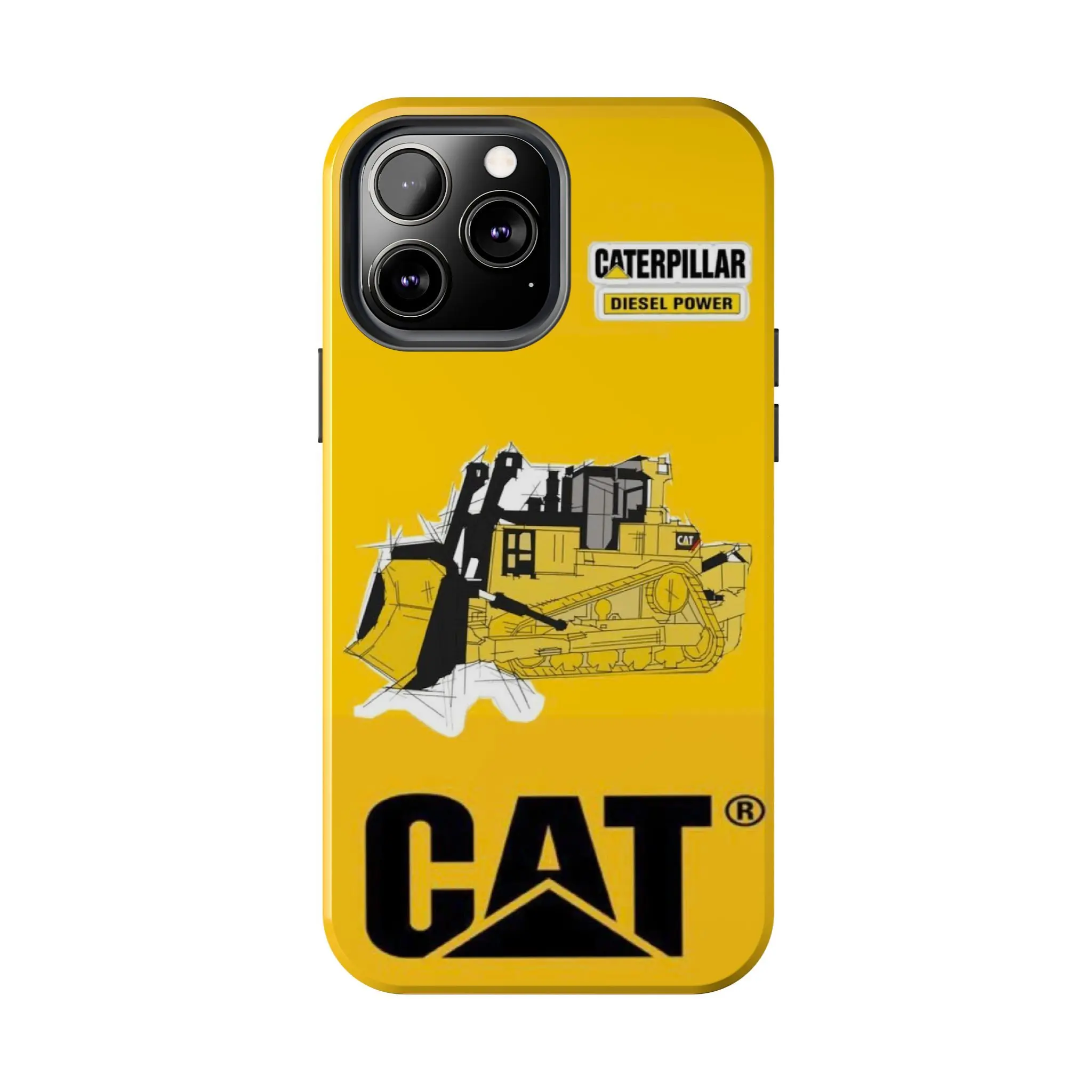 Caterpillar Modern Industrial Engineering Graphic - Yellow Mechanic Look for iPhone 17 - 11 Pro Max Plus Mini X XR XS 7 8 Plus or SAMSUNG GALAXY S26 - S21 Ultra Plus