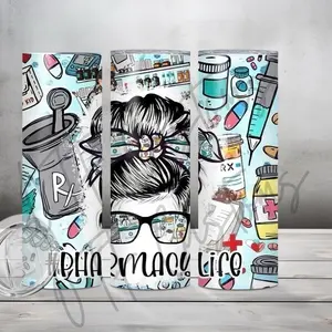 Pharmacy life 20oz tumbler with straw and lid