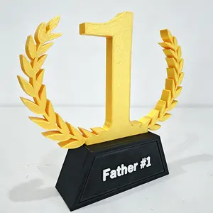 Golden No.1 Custom Dad Champion Trophy - Personalized Name Hero Award for Home Decor, Statues & Figurines, Monumental & Decorative Collectibles