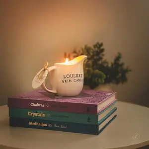 LouLuxe Skin Candle BR-540 - Natural Coconut Oil & Shea Butter for Dry Skin Care - Soothing Saffron Jasmine Fragrance - Luxury Self-Care Ritual