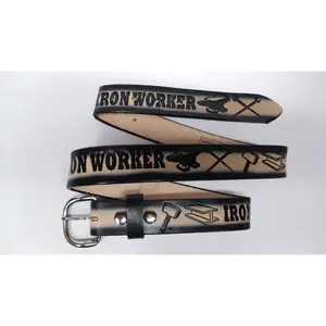 Embossed Leather Belt 1 1/2" Iron Worker