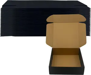 24 Pack 10 x10 x 3 inches Black Shipping Boxes, Corrugated Mailer Boxes, Packaging Boxes for Products, Recyclable Cardboard Box, Flat Literature Mailers for Gifts, Small Business by Mailing