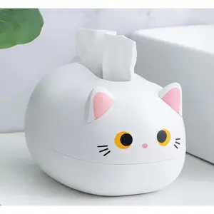 Cute Cat Tissue Box Dispenser Storage Tissue Holder with Toothpick Box Cat Gifts(White) EONXNGAGY