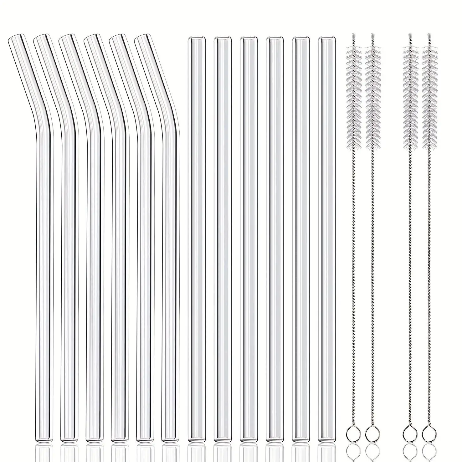 Cup Accessories Kit, 16pcs/set Reusable Straw With Brush, Clear Glass Drinking Strainer Set, Drinkware Accessories For Home Outdoor Camping, Household