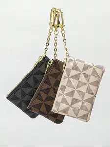 Small Change with Zipper Coin Pocket and Keychain, Waterproof Mini Storage Bag for Women and Men, Card Holder and Lipstick Case, Wallet Coin Purse