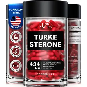 Turkesterone Supplement for Men - Organic Turkesterone Supplement for Muscle Growth with Fadogia Agrestis for Men, Pterostilbene | Complexed Turkesterone Powder | 120 Turkestrone Vegan Capsules