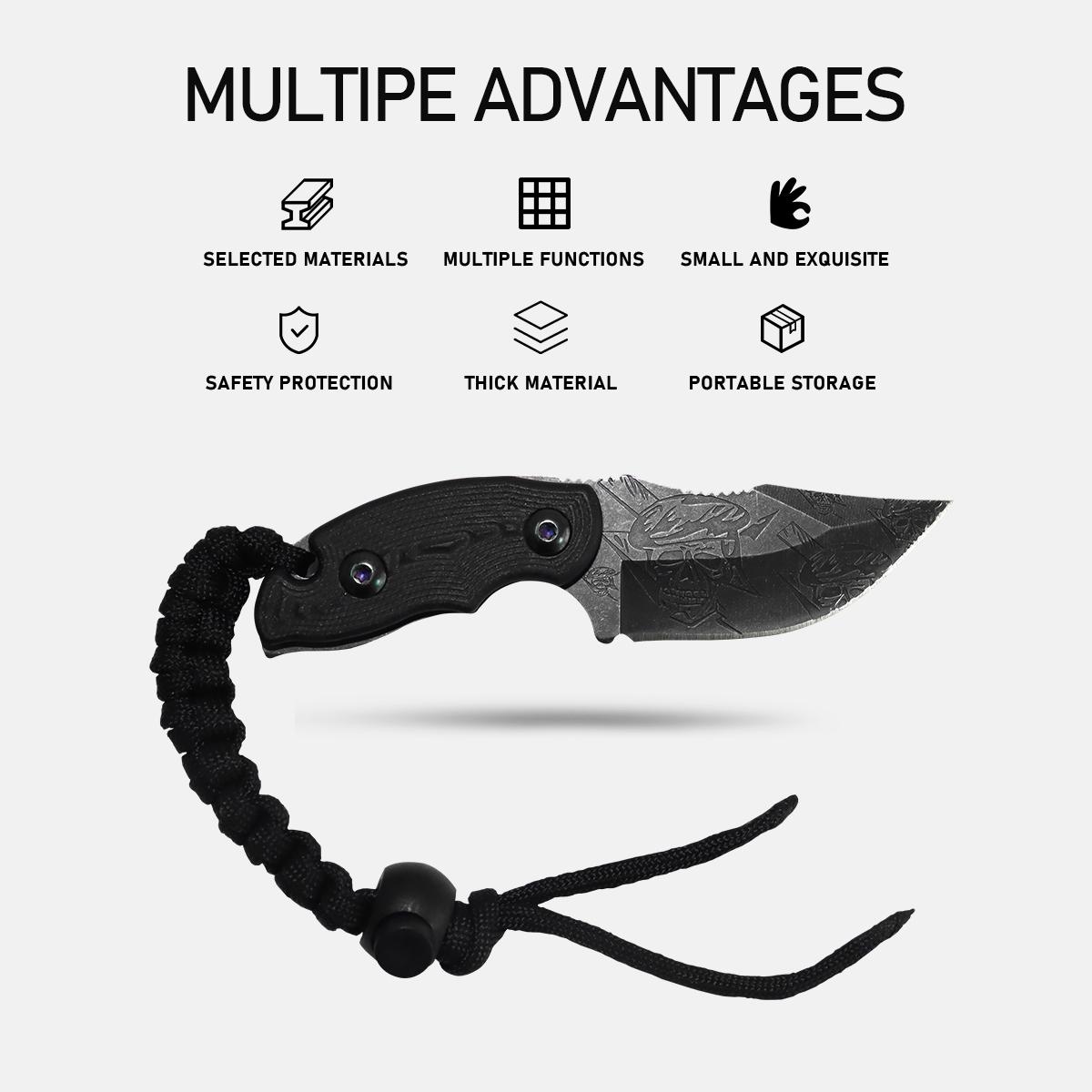 Portable EDC multifunctional skeleton tactical outdoor knife with an ergonomic handle; includes a sheath for easy everyday carry; outdoor cutting tool designed specifically for climbing and fishing; essential gear for camping and hiking.
