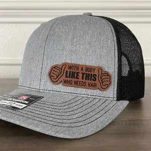 With A Body Like This, Who Needs Hair Leather Patch Hat