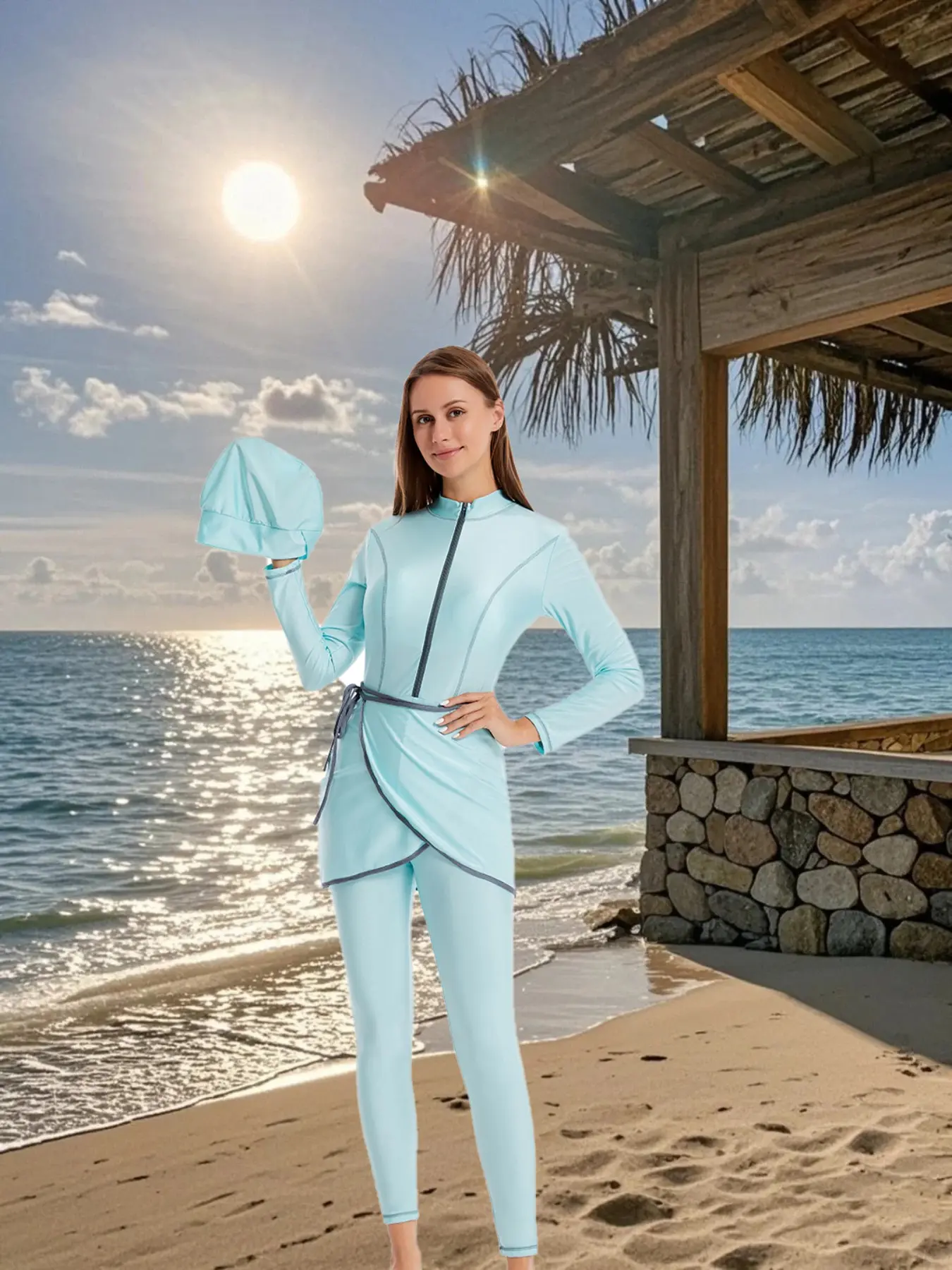 Muslim Swimsuit Bikini, Islamic Swimwear Bathing Suit, Beach Pool Swimming Medium Size, Plus Size Muslim Women Swimsuit, Suitable for Headscarf Wear, Modest Fashion Swimsuit, Full Coverage Swimsuits