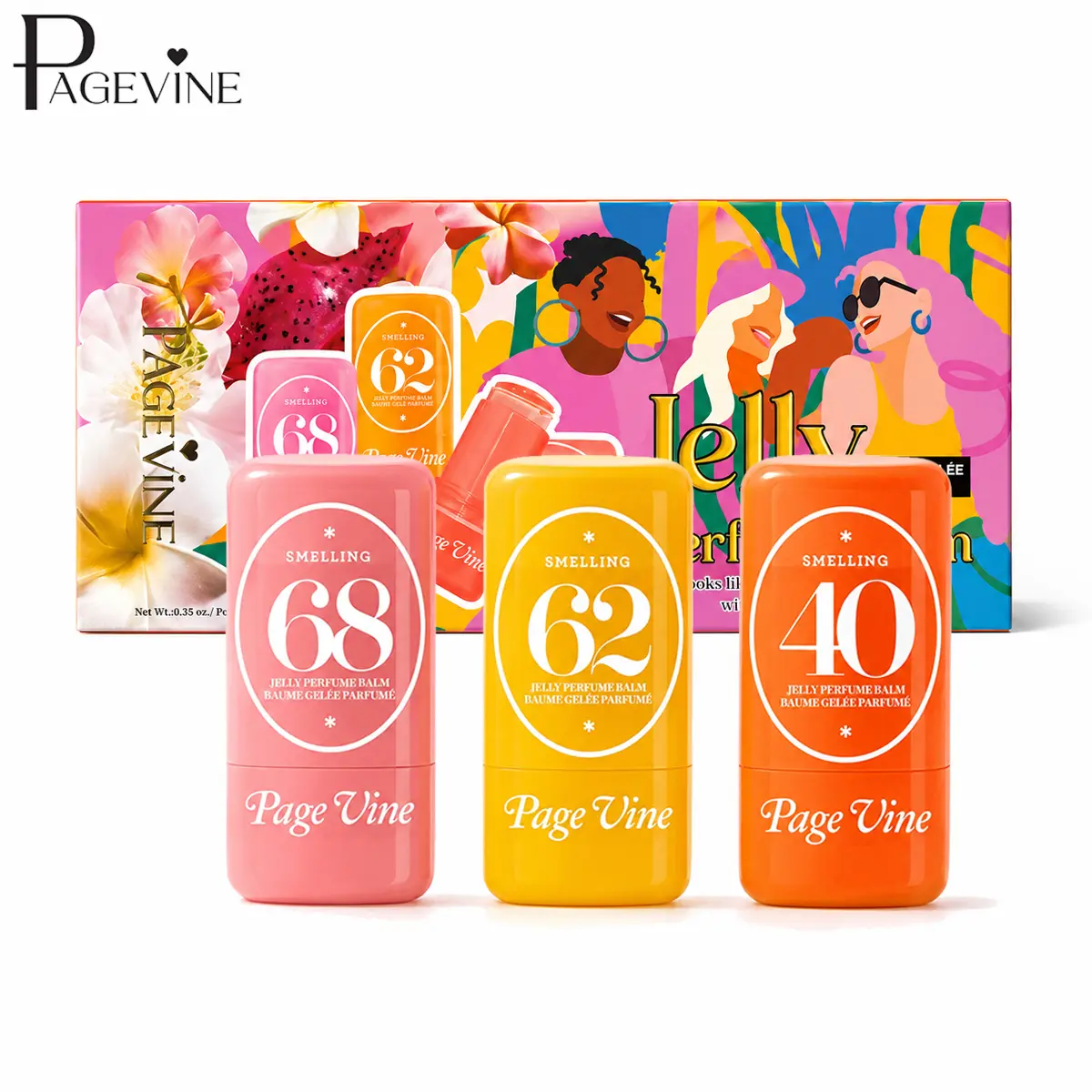 3-Piece Jelly Perfume Balm Set, Portable Solid Body Fragrance Stick for Women, 3 Signature Scents, Smooth Non-Sticky Balm Texture, Travel-Friendly Scented Balm.