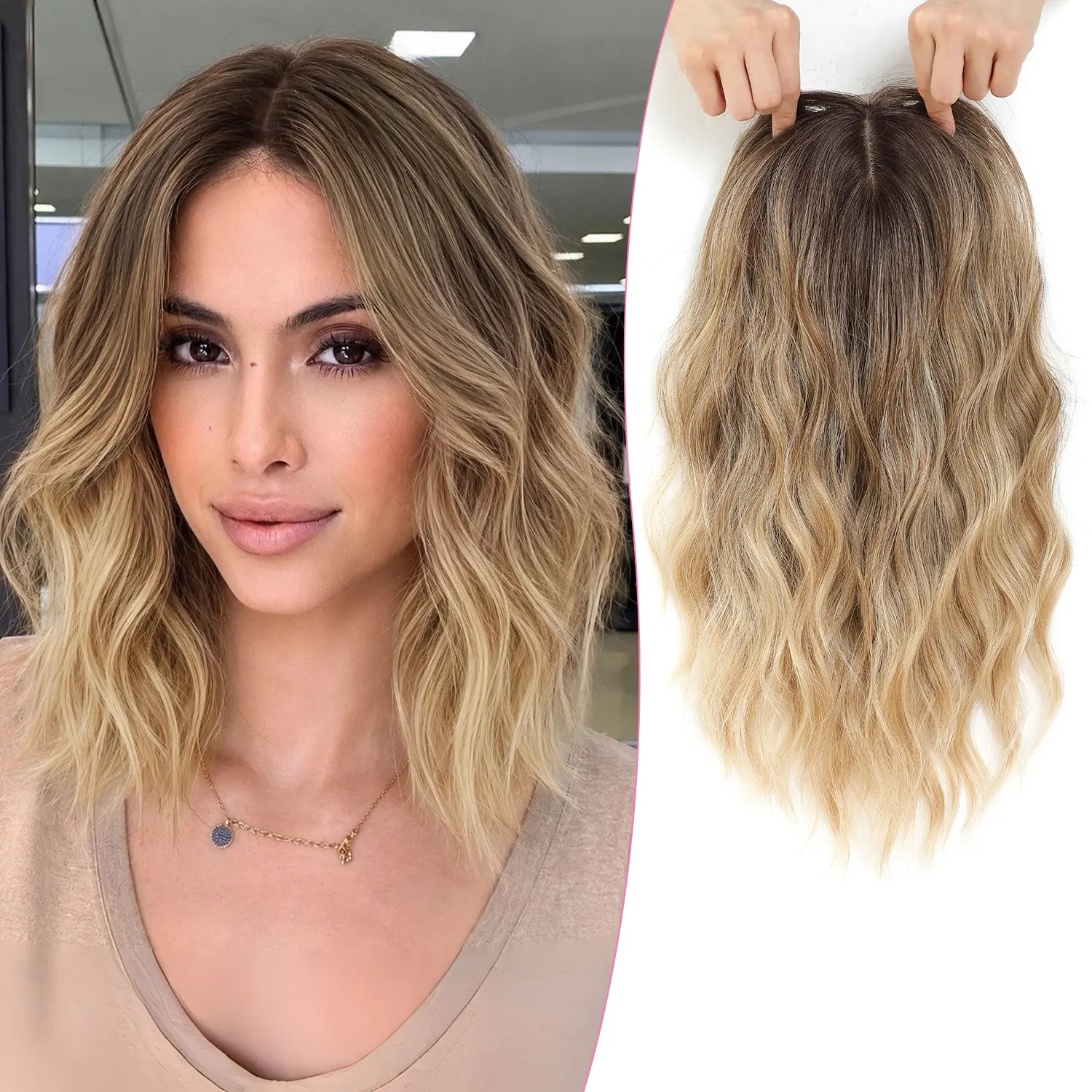PANEWAY 14 Inch Wavy Hair Topper for Women | Lightweight Wiglet for Natural Volume & Easy Hairstyle Changes