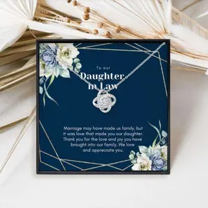 Daughter-In-Law Necklace, Wedding Day Gift For Daughter In Law, To Our Daughter In Law Love Knot Necklace, Beautiful Necklace for Daughter - Perfect Gift for Birthdays, Holidays, or Special Occasions