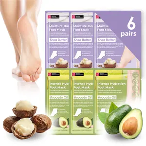 Original Derma Beauty Moisturizing Foot Mask (6 Pack) – Deep Hydration for Dry, Cracked Feet | Avocado & Shea Butter Formula